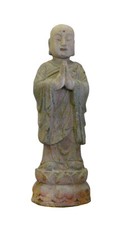 Chinese Rustic Distressed Finish Wood Lohon statue cs918