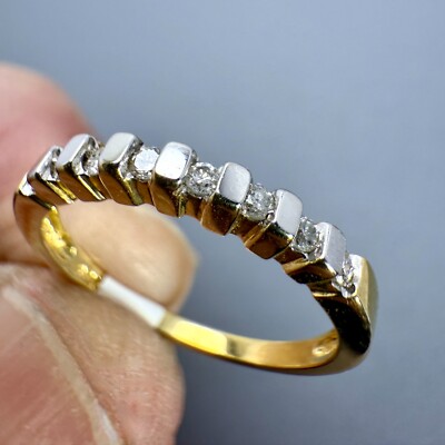 14K Gelbgold 8 Diamanten Band 0,12ct TW Größe 6,5 1,8gramm