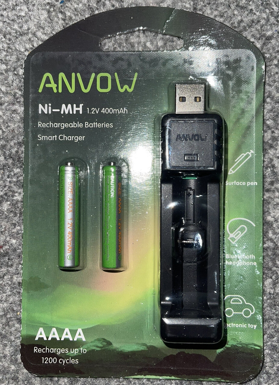 ANVOW USB Battery Charger Rechargeable AAAA Batteries For Surface