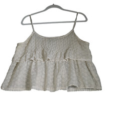 Maurices Cami Blouse Womens Size XL Ivory Eyelet Sheer Adjust Straps Light Boho