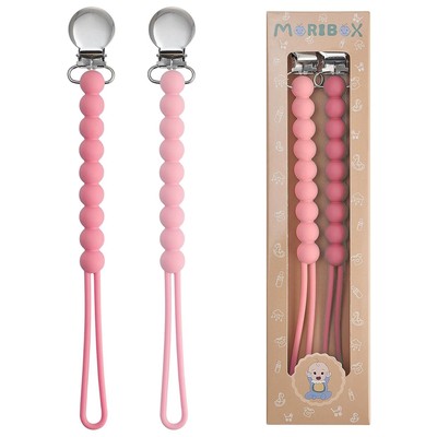 Pacifier Clips Baby Girls - MORIBOX Paci Clip Soothe Binky Holder R-Pink 