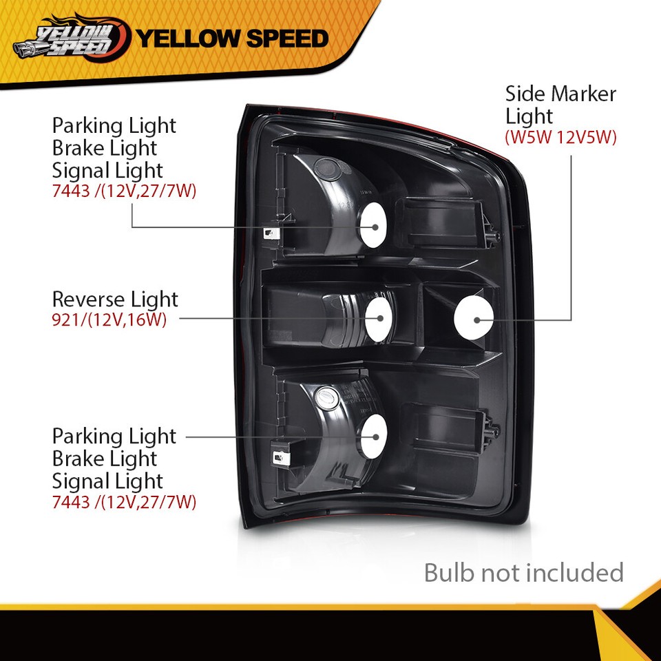 CNNELL Tail Lights W/o Bulbs Compatible With GMC Sierra - Foto 9