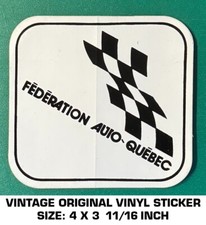 FÉDÉRATION AUTO-QUÉBEC - VINTAGE ORIGINAL VINYL DECAL STICKER - RACING FLAG
