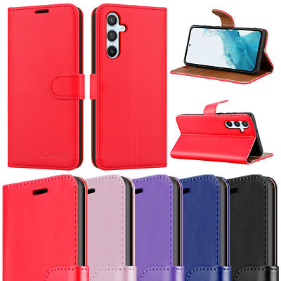 Für Samsung A12/A13/A54/A14/A34 5G Hülle, Leder Wallet Flip Book Handy Cover