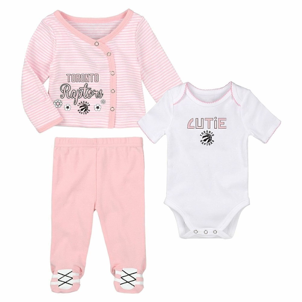 Outerstuff Newborn Toronto Raptors Team Cutie Bodysuit, Shirt, and Pants Set