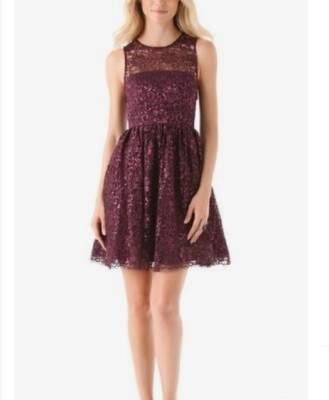 Alice + Olivia ophelia purple lace fit & flare dress with pink lurex size 6  | eBay