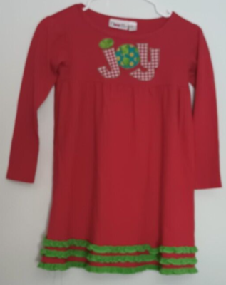 Lolly Wolly Doodle Girls Red Christmas "Joy" Long sleeve Dress Size 10 |  eBay