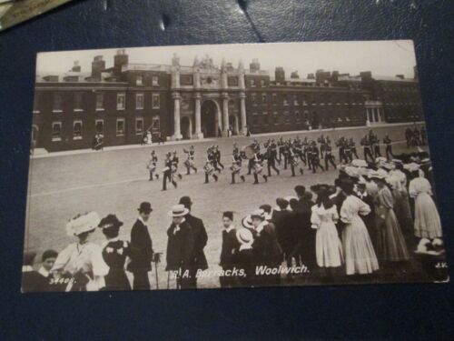 Carte postale de caserne R A, Woolwich (postée 1909 à Pointon, Folkingham, Lincs) - Photo 1/4