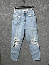 Zara Women's High Waist Straight Fit Jeans Light Wash Blue Denim Size 0