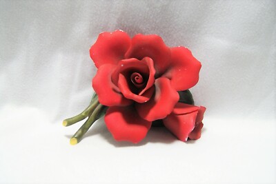 Westminster Porcelain Red Rose Leaves Figurine Collectible