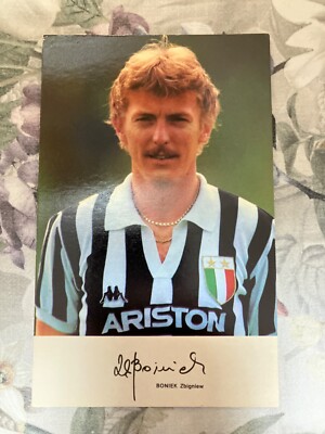 Zbigniew Boniek JUVENTUS TORINO 80er Jahre Autogrammkarte Satzkarte RARITÄT