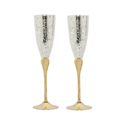 Silver-Plated Wine Glass Set with Shiny Polish, 100ml Each, 2-Piece for Parties