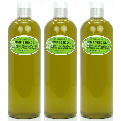 #ad Hemp Seed Unrefined Oil 100% Pure Cold Pressed Oil You Pick Size Free Shipping $13.99