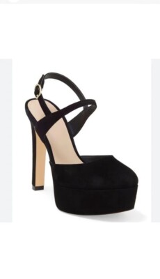 New STUART WEITZMAN Sky High 145 suede platform pumps Black 9     