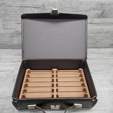 Service Mfg Co Faux Leather Brown Cassette Tape Holder Case 12 Tapes MCM Retro