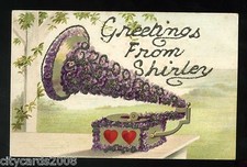 BIRMINGHAM  /  SHIRLEY  Greetings - Gramaphone covered in flowers & glitter