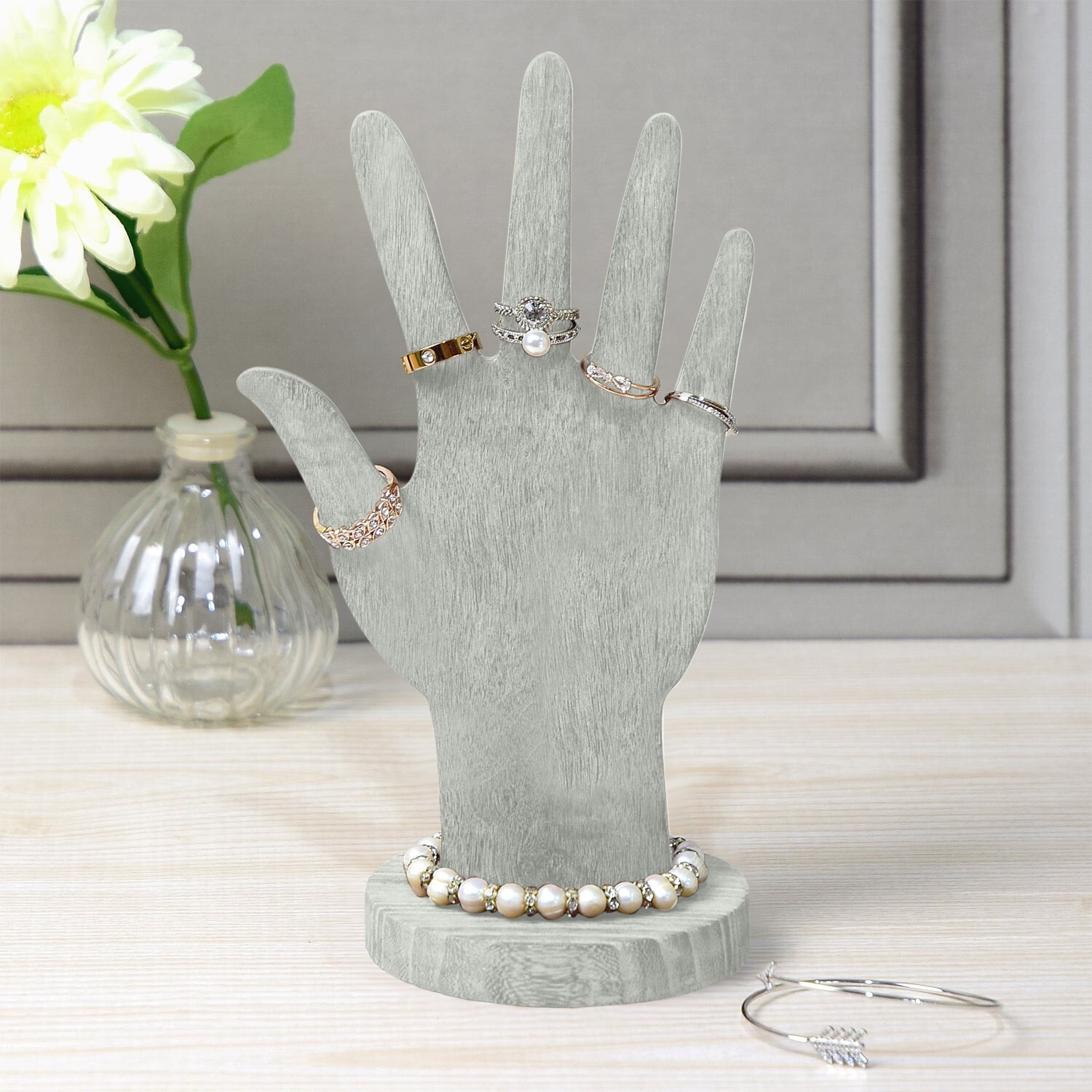Wooden Hand Form Jewelry Display Bracelet Ring Holder Wooden Hand