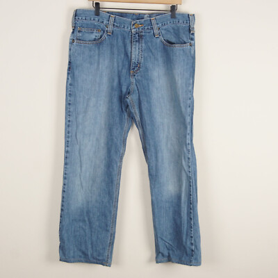 Carhartt Relaxed Straight Fit Blue Jeans Mens Sz 36 x 28 Hemmed
