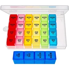 Weekly Medicine Organizer 4 Times a Day Travel-Friendly Pill Box for Daily Use
