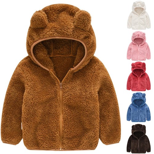 Fleece Teddy Bear Coat Hoodie Winter Hooded Jacket For Kid Baby Toddler ...