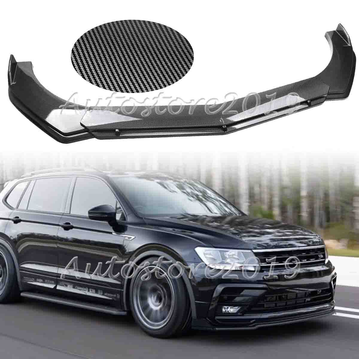For VW Tiguan SE SEL R-Line Carbon Fiber Front Bumper Lip Spoiler Splitter Kit