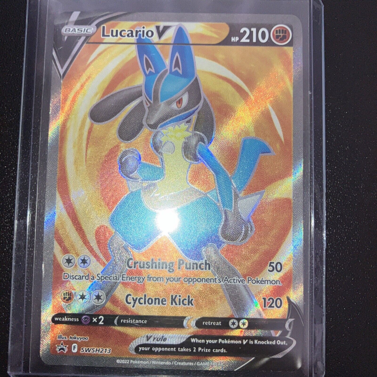 Mavin  Gold Mega Lucario GX EX Pokemon Card Shiny Full Art SV22 Custom  Metal Holo Promo