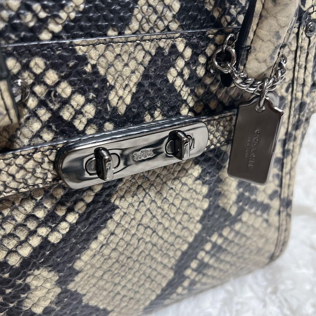 COACH 2Way Shoulder Bag Python Embossed Swagger 3… - image 3