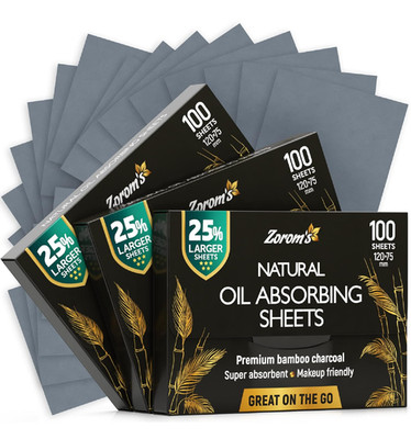Natural Oil Blotting Sheets for Face with Bamboo Charcoal - 25% Larger - 3pk/300