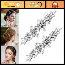 Sparkly Rhinestone Hair Clips 2pcs - Crystal Diamond Barrettes for Weddings, Fan