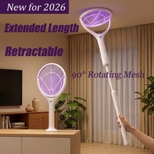 Electric Fly Swatter Racket Rechargeable Bug Zapper with Telescopic Extension q