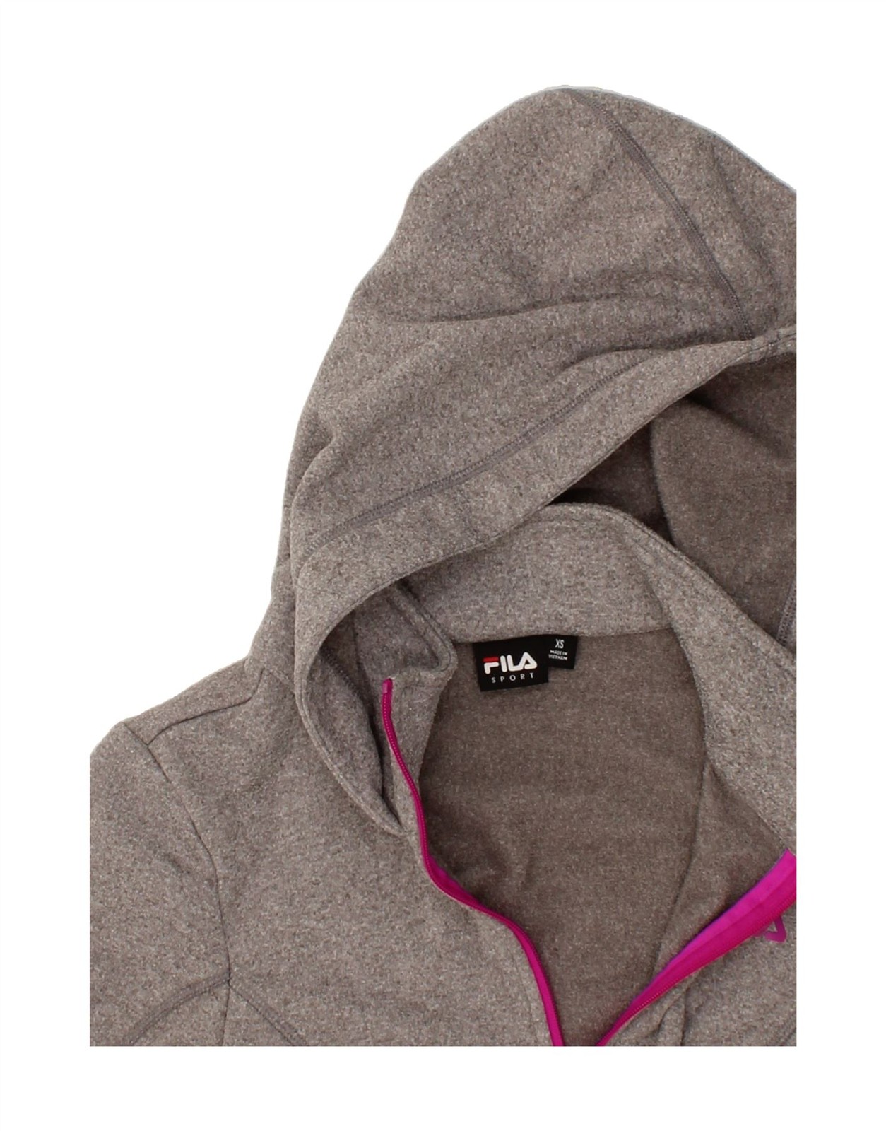 FILA maglione donna zip collo cappuccio UK 6 XS grigio poliestere BW63