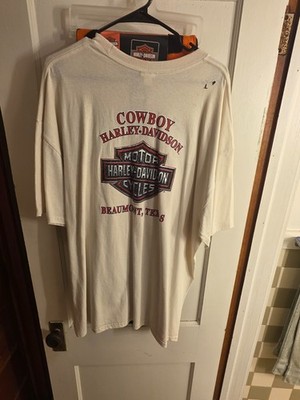 COWBOY HARLEY DAVIDSON BEAUMONT, TEXAS LIGHT BROWN TAN T SHIRT MENS SIZE 2X