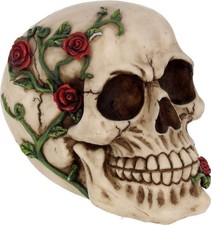 LATEX MOULD SKULL ROSES GARDEN ORNAMENTS 16.5CM