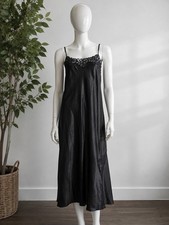 Natori Black Lace Satin Slip Nightgown Maxi Chemise XL NWT Lingerie
