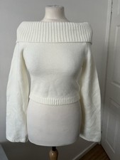 Shein Women’s cream Ivory off shoulder knit jumper UK10