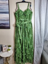 Green Floral Ruffle Maxi Dress Women’s Size 12