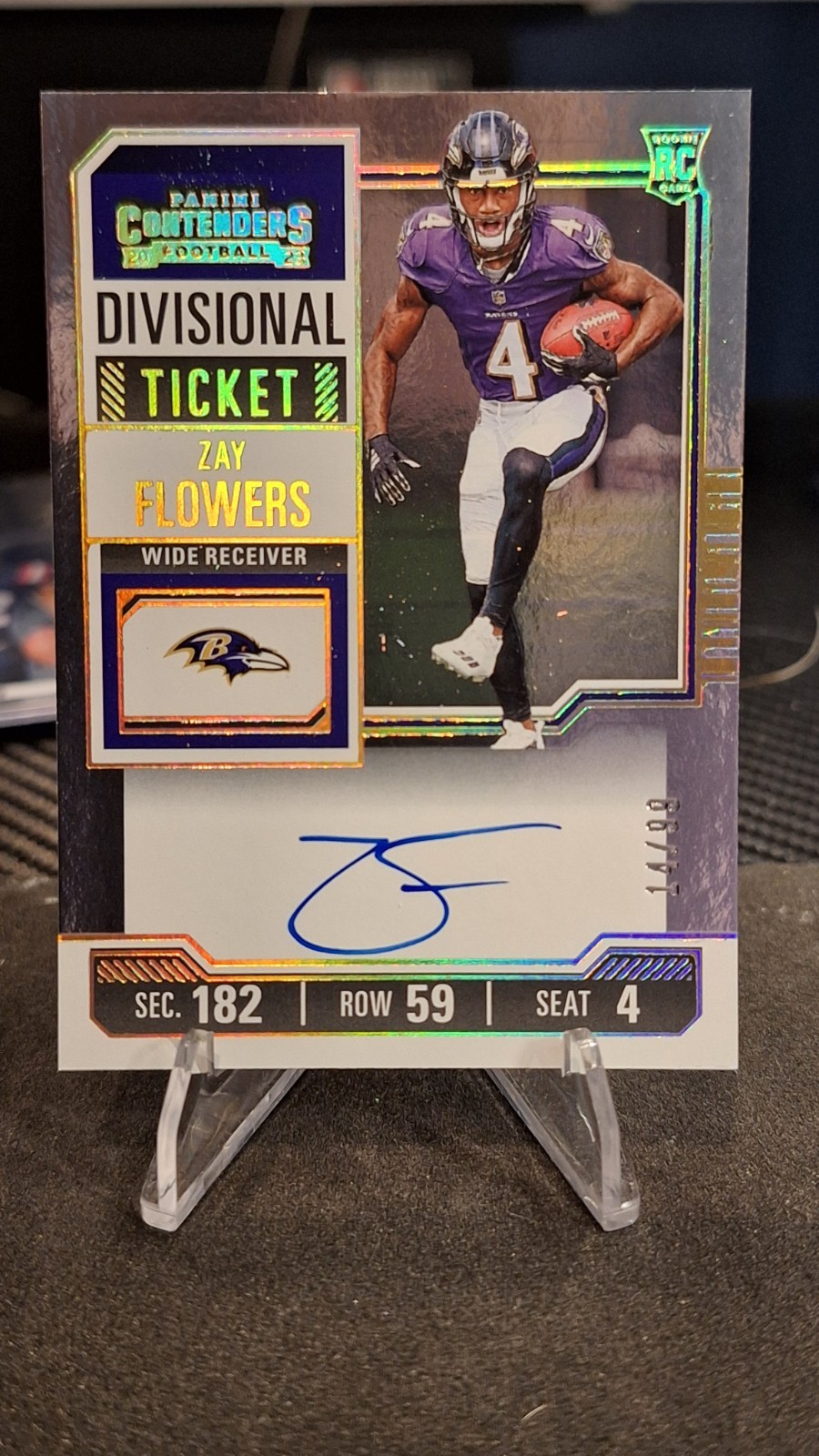 ZAY FLOWERS 2023 CONTENDERS DIVISIONAL TICKET ROOKIE RC AUTO /99