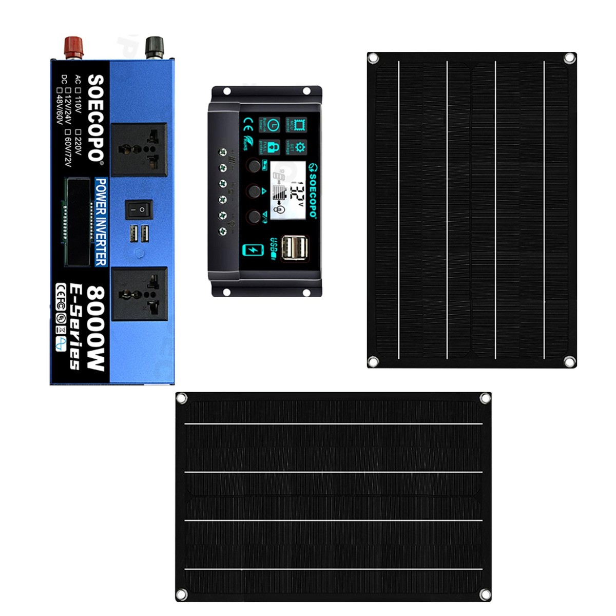 8000W Solar Generator Kit Inverter + 2 Rugged Solar Panels + 100A  Controller | eBay