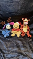 Trio of Vtg Christmas Pooh Bean Bag Plush Tigger Eeyore Winnie the Pooh Disney