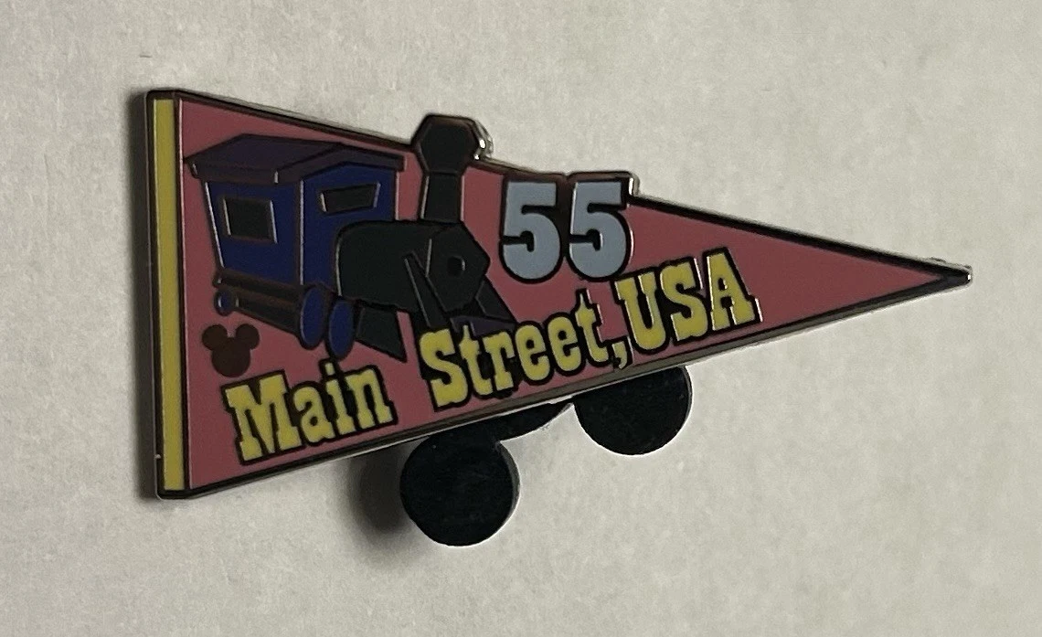 Disneyland - Yellow Crown - Main Street USA 55 Pennant - Hidden Mickey 2010 Pin
