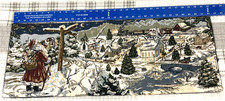 Woven Table Runner with a Christmas Santa Holiday Scene 32  x12  