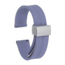 16mm Magnetic Silicone Watch Band with Silver Folding Buckle, Lavender Gray