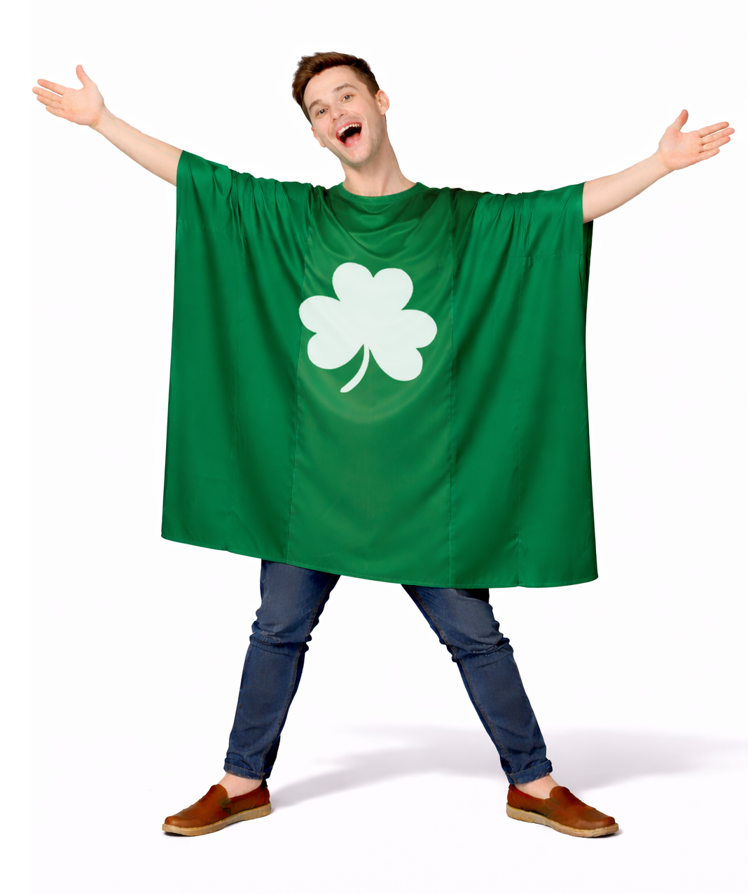 Adults Irish Clover St Patricks Day Ireland Supporters Flag Poncho Fancy Dress