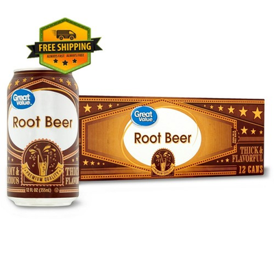 #ad Great Value Root Beer Soda Pop – 12 fl oz 12 Pack Cans $5.99