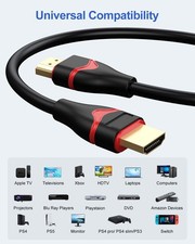 HDMI 2.1 Cable Ultra High Speed HDMI Cable 6ft 48Gbps 8K 60Hz, 4K 120Hz, 2K