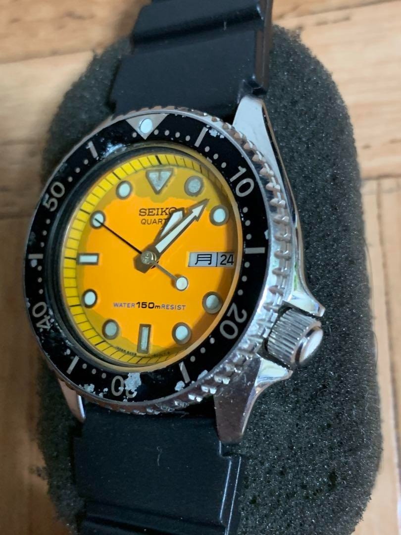 NEAR MINT] Vintage SEIKO Diver 150m 6458-600A Orange Dial Mens Qz