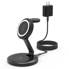 Charging Station, 3 in 1 Foldable Wireless Charger iPhone 3.3FT, Black