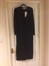 NEW Black Very Very fine knit full length Cardigan Dress Size M By ZARA