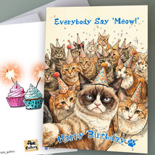 Cat Birthday Card - Birthday Party! Funny Bir...