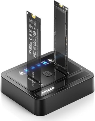 FIDECO M.2 NVMe SATA SSD Cloner Dock, USB 3.2 Gen 2 X 2, 20Gbps Dual NVMe SATA